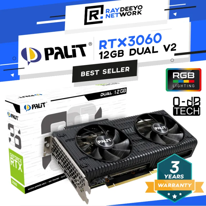 PALIT RTX 3060 DUAL V2 12GB GDDR6 GPU Graphic Card [NVIDIA G-SYNC/Ray Tracing/Customizable RGB lighting]