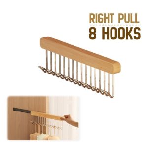 Sliding 8 Hooks Hanger Wardrobe Retractable Underwear Vest Slide Drying Rack Multipurpose Wooden Hanger Storage Hook