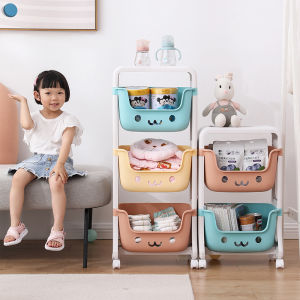 YM-51 2/3/4 Levels Trolley Kids Toy Storage Rack Multi-level Organizer Rak Troli Mainan Kanak