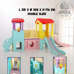JOYEASE Kindergarten Kid Giant Indoor Outdoor Playground Double Slide Stair Playset Indoor Outdoor Gelongsor