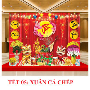 DECOR Tranh Vải Trang Trí Phông Nền Lễ Tết Backdrop chụp ảnh sự kiện NĂM MỚI BÍNH NGỌ 2026 Size Lớn 4M TET12 - BEEKIDS
