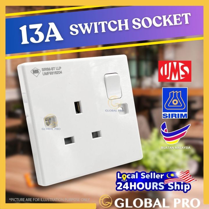 [SIRIM] UMS 13A Switch Socket 3 Pin Plug Suis untuk Barang Elektrik ...