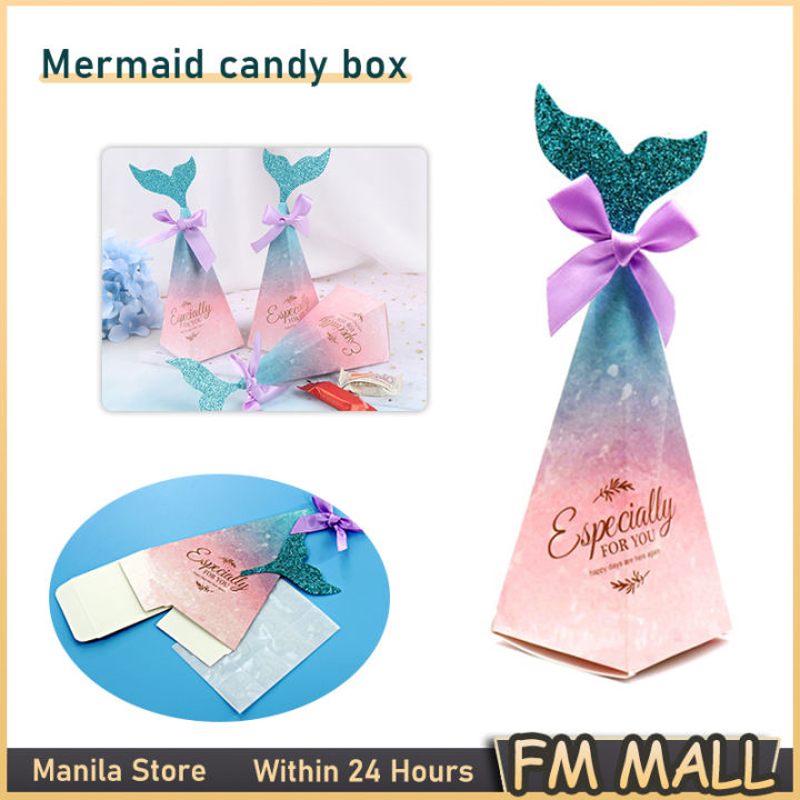 10PCS Mermaid Candy Boxes Mermaid Tail Chocolate Gift Box Favor Baby ...