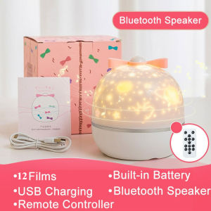 360 Degree Rotation LED Night Light Projector 6 Projection Films Starry Romance Home Decor Kids Bedroom