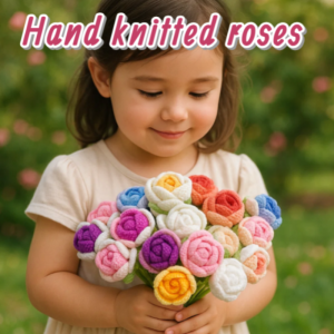 Finished knitted wool hand-knitted roses creative knitted roses Valentines Day rose bouquet immortal flowers creative birthday gift