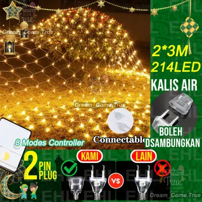 2x3Meter Raya hari lights Fairy String Lights Curtain Lights with Plug Christmas Lights 8 Modes Outdoor Waterproof for Hari Raya Decoration 2024