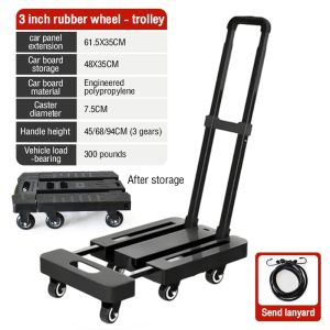 Flatbed Trolley/Trolley Cart/Foldable Non-Slip Trolley Universal wheel Platform Car Six Wheels Portable 200kg Durable