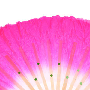 pamelaea 30cm Chinese Short Bellydance Fan Bamboo+10 20cm Half Circle SilkVeil Pairs Yangko Belly Dancing Fan Hand Dye Adults