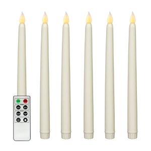 Flameless Tapered Candles Candlesticks Battery Operated LED Candles Plastic and Flickering Amber Yellow Flame 27cm Tall and 2cm Base