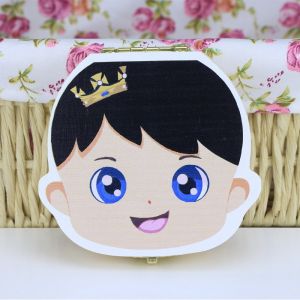 Baby Tooth Box Souvenir Teeth Save Box Boy Girl Umbilical Cord Organizer English Wooden Version for Baby Teeth Cute