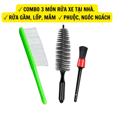 COMBO 3 Dụng Cụ Rửa Xe Tại Nhà Rửa Xe Máy Xe Ô tô ( CỌ LAZANG 35CM + BÀN CHẢI CƯỚC + 1 CỌ )