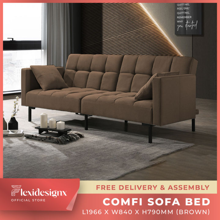 Sofa Bed 2 / 3 Seater Metal Legs Fabric Cushion Flexidesignx COMFI