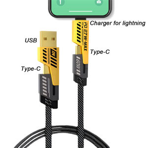 New 4-in-1 65W Super Fast Charging USB Type C To USB C / Lighting Cable for IPhone 15 14 13 Pro Max Huawei Samsung Xiaomi OPPO Charging Date Cable