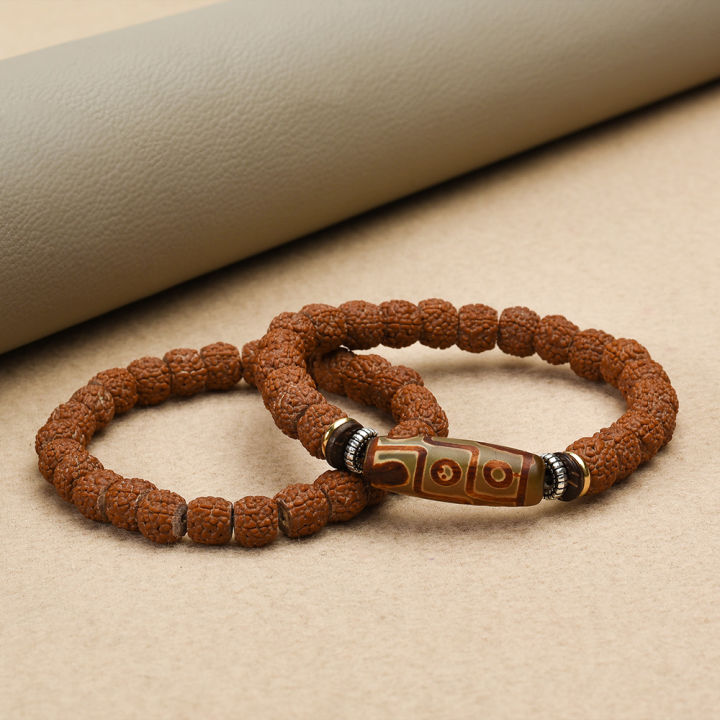 Nature Vajra Bodhi Rudraksha Bracelets Men Meditation Mala Bead ...