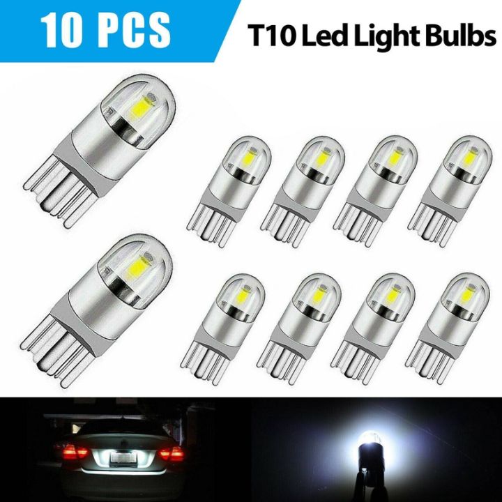 10Pcs 6000K Canbus T10 168 194 W5W Dome License Side Marker LED