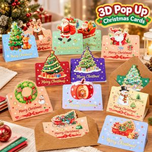 Perfect Mom and Baby 3D Pop Up Christmas Greeting Card Set 18 Pcs Hot Stamping Tree Watercolor Design With Kraft Envelopes For Holiday Gifting Thank You Notes