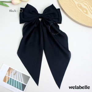 Welabelle Pretty Large Hair Pin Ribbon / Jepit Klip Pita Rambut Besar Silk Satin (A59)