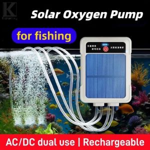 Solar Air Pump Fish Tank Oxygenator USB Rechargeable Quiet Portable Emergency Aerator Outdoor Fishing Battery Backup