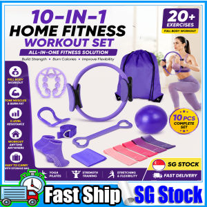 Pilates Ring Fitness 14 Piece Set Yoga Resistance Bands Stretch Circle Exercise Equipment Home Workout Kit