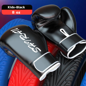 Kids/Adult Boxing Gloves 8-10oz  PU Leather Gloves Mens Boxing Training Gloves Premium Boxing Gloves - Black