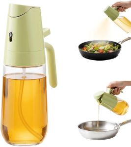 AIIONP 2 in 1 Glass Oil Sprayer & Dispenser 2026 Premium Olive Oil Dispenser Bottle for Kitchen Food-grade Oil Spray Bottle for Cooking Air Fryer Frying BBQ (Green-500ml)
