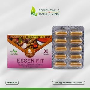 Essen Fit All-Natural Mangosteen + Turmeric 500mg Capsules -Weight Management 30-Day Supply 30 Capsules