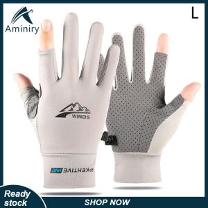 Aminiry[Love sports] Mùa hè Kem chống nắng găng tay phụ nữ mỏng băng lụa chống tia cực tím sương ngón tay màn hình cảm ứng lái xe không trượt Găng tay thoáng khí