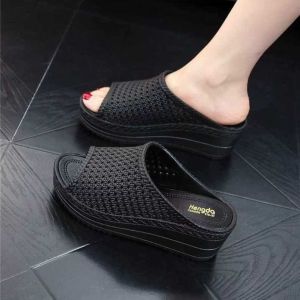[Free Shipping] WomenS Summer Outdoor Slippers With A Raised Heel Suitable For Bathroom Use Non-Slip Waterproof With A Thick Platform Sole And A High Heel Design Perfect For Wearing Outside And Also Suitable For Mothers