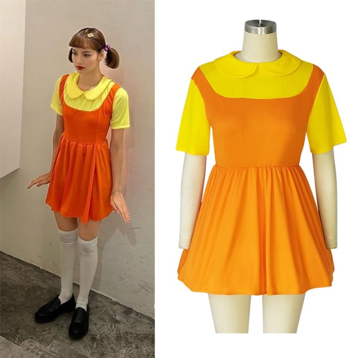 Eraspooky Squid Game Robot Doll Girl Costume For Kids Game Red Light Green  Light Yellow Cosplay Lisa Halloween Dress Up Women Ft24412 Anime Cartoon  Character Costume - Lazada | Lazada PH