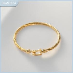 【SHANGZE4】 Màu Vàng Thép Không Gỉ Mặt Dây Chuyền Trái Tim Quyến Rũ Bangle Vòng Đeo Tay Cho Nam Giới Phụ Nữ Đồ Trang Sức Quà Tặng