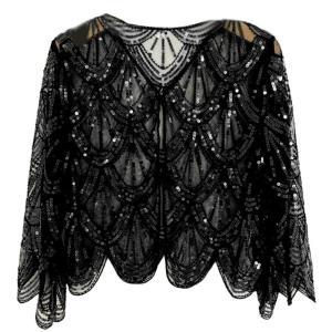 1920s Glistening Shawl for Women Flapper Evening Dress Accessories for Prom Women Wrap Shrug Scarf Elegant Sequins