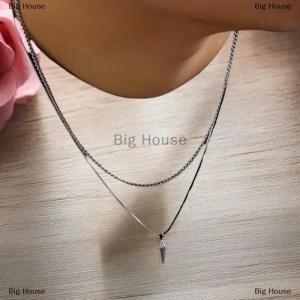 [COD] Big House 2Pcs set Hip Hop Pendant Thin Snake Chain Necklace For Men Punk Color Cuban Link Chain Party Jewelry