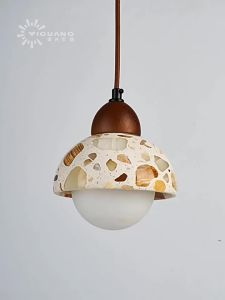 SXH Yellow Travertine Stone Wabi-Sabi Style Bedroom Lighting Japanese Vintage Creative Atmosphere Lamp Noguchi Style Dining Room Bedside Pendant Light