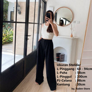 Celana Kulot Crinkle Highwaist Loose Cullote Pants Celana Kantor Wanita Jumbo