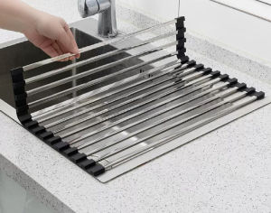 33 by 50 CM LARGE ROLL UP DISH DRYING RACK OVER THE SINK DISH DRAINER FOR KITCHEN COUNTER SINK DRYING RACK DISH DRYING MATT FOLDING DISH RACK KITCHEN SINK ORGANIZER HOME ESSENTIALS