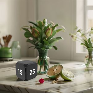 ECOCOKU จอแสดงผล LED นาฬิกาจับเวลาดิจิตอลแบบลูกบาศก์ แบตเตอรี่มีอายุการใช้งานยาวนาน ขนาดเล็ก นาฬิกาจับเวลาอิเล็กทรอนิกส์ในครัว ใช้งานได้หลากหลาย เซ็นเซอร์แรงโน้มถ่วง นาฬิกาจับเวลาทำอาหาร งานบ้าน