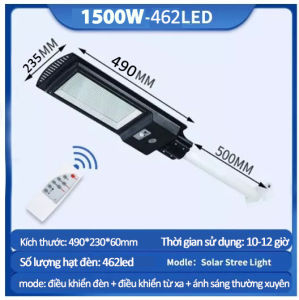 XINSITE 1500W Đèn LED Năng Lượng Mặt Trời Ngoài Trời Đèn Tường Năng Lượng Mặt Trời Chống Nước Đèn Đường Năng Lượng Mặt Trời Tấm Pin Mặt Trời Lớn Có Điều Khiển Từ Xa&Cài Đặt Thời Gian Đèn Chiếu Sáng Tự Động Đèn