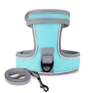 OUTOPEN Reflective Pet Harness Leash Set Soft Polyester Cat Escape Proof Collar Strap Walking Dog Rope Lightweight Pet Walking Lead Leash Cat