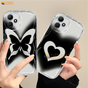 (Lokal Ready) Casesummer Casing hp Infinix Smart 8 Note 30 Hot 30i Note 12 G96 Hot 12 Play 11 Play 9 Play 10 Play Smart 5 Smart 6  Smart 7 Hot 20S Gradien Butterfly Hitam Love Heart Kasus Lembut Luar Tepi Gelombang 3D Softcase