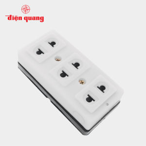 Ổ cắm Điện Quang ĐQ ESK 32 SW (3 lỗ 2 chấu có nắp che an toàn màu trắng không dây)