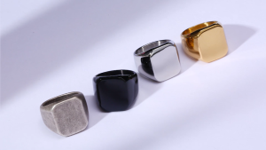 Kemstone Simple 18MM Stainless Steel Glossy Square Surface Ring for Men