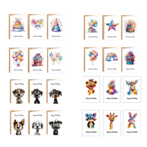 การ์ดอวยพรตลกวันเกิด12ชิ้นพร้อมซองสำหรับสามีภรรยาและผู้ใหญ่สำหรับเด็ก