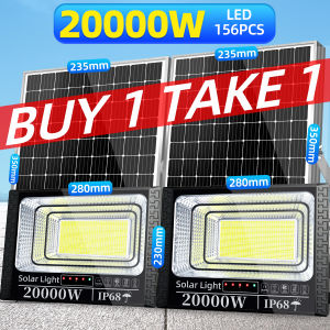 KKSKY 20000W Solar Led Outdoor Flood Light Street Lamp Waterproof With Solar Panel 8000 Watts Sets Remote 5 years Warranty Buy 1 take 1 outdoor lighting