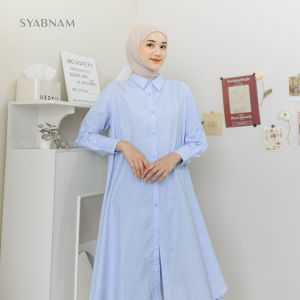 Syabnam Official - Casa Stripe - Long Tunik Salur Cotton Premium