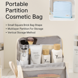 Large-Capacity Waterproof Makeup Bag Portable Travel Cosmetic Organizer With Partition Pockets Foldable Storage Pouch For Toiletries