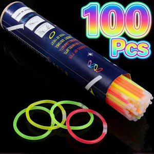 5 Color Mixed Packaging 100 Pcs Glow Stick Bracelet Glow in The Dark Birthday Halloween Party Decoration Fun Light Party