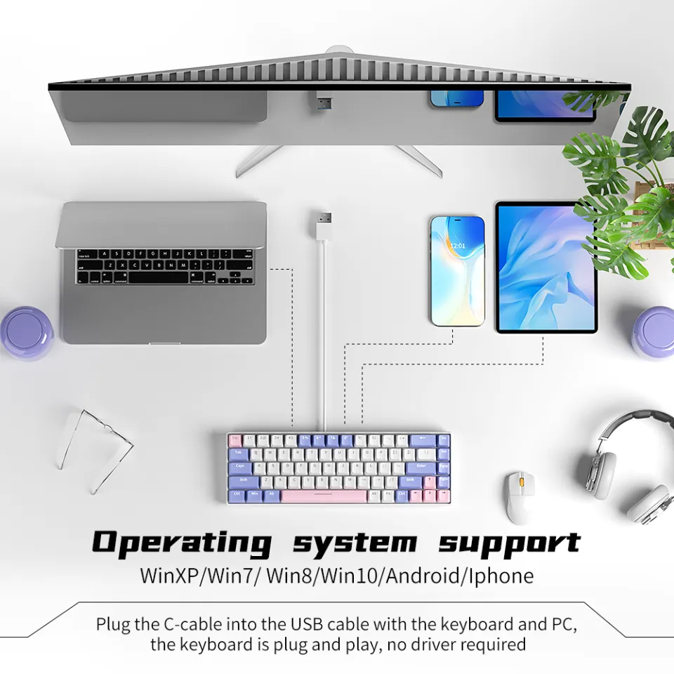 ZIFRIEND KA68 68Keys Mechanical Keyboard Wired Mini Gaming