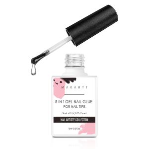 Makartt Solid Nail Glue Gel for Press On Nails & Tips: 15ML Lamp Required. Adjustable Before Curing Non-Flowing Tube Glue for Clear & Light Colored Nails Gap Filling Fit for Press-on DIY Users