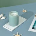 Ocean Breeze Scented Candle with Crystal Inside, Healing Aquamarine Crystal Candle with Sea Star & Conch Decors, 10oz Soy Wax 55 Hours Long Lasting Burn, Perfect Spiritual Aromatherapy Gift. 