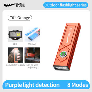 Nụ Cười Cá Mập T01 Đèn pin Led Siêu Sáng 3 Trong 1 đèn pin UV đèn màu tím 8 Chế Độ COB đèn bên Với Laser type-C ngoài trời sạc được Đèn làm việc Không Thấm Nước Khẩn Cấp
